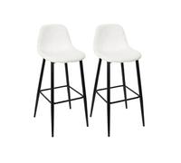 Lot de 2 tabourets de bar en velours côtelé coloris crème - AMORY -