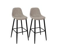 Altobuy Tabourets de bar AMORY en velours côtelé – Lot de 2 coloris taupe