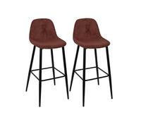 AMORY - Lot de 2 tabourets de bar en velours côtelé coloris terracotta - Altobuy Rouge