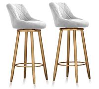 Lot de 2 tabourets de bar en velours - Élégantes chaises pivotantes à 360° avec dossier hauteur de comptoir design moderne pour cuisine, pub, salle à manger, décoration d'intérieur.