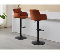 Lot de 2 tabourets de bar en velours et métal noir - Hauteur réglable - Terracotta - PEGA de Pascal MORABITO