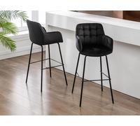 Lot de 2 tabourets de bar en velours et métal - Noir - PEGA de Pascal MORABITO Noir