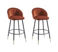 Lot de 2 tabourets de bar en velours et métal - Terracotta - ELIRAM