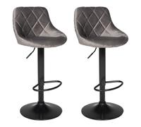 Lot De 2 Tabourets De Bar En Velours Gris Robin Gris