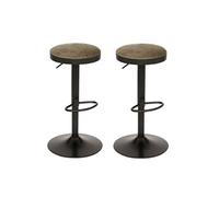 - Lot de 2 tabourets de bar en velours ILSA - H. 76 cm - Noir et kaki - Ilsa