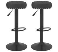 Lot de 2 tabourets de bar en velours noir avec élévation à gaz | Base en acier robuste, repose-pieds pratique, réglage de la hauteur facile, utilisation polyvalente dans un bar ou une salle