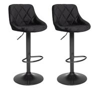 Happy Garden Tabourets de bar ROBIN en velours noir, réglables, rotation à 360° – Lot de 2