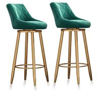 Lot de 2 tabourets de bar en velours vert 74,9 cm de hauteur pivotant à 360 | Lot de 2 tabourets de bar en velours vert de 74,9 cm de haut avec design pivotant à 360° et dossier de soutien pour sièges de