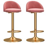 Lot de 2 tabourets de bar en velours vert avec mécanisme pivotant, hauteur réglable, dossier incurvé, base dorée et repose-pieds élégants pour cuisine et petit déjeuner