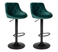 Lot de 2 tabourets de bar en velours vert robin