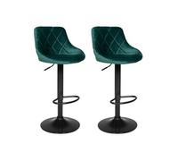 Happy Garden Lot de 2 tabourets de bar Robin velours vert, réglable, rotation 360°