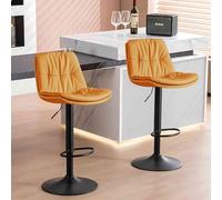 Lot de 2 tabourets de Bar for comptoir de Cuisine, Hauteur réglable, pivotants et Modernes, for îlot de Cuisine et Salle à Manger, en Cuir PU Orange