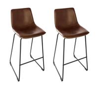 Atmosphera – Tabouret de bar Lois – Assise simili cuir marron, structure métal noir – G