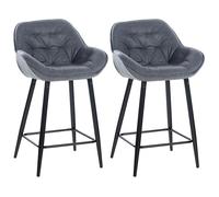 CLP Lot de 2 Tabourets de bar Gibson avec Pieds en Métal , Gris/Tissu Gris G