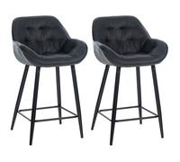 CLP Lot De 2 Tabourets De Bar Gibson en Velours Ou Tissu I Chaises Hautes avec Pieds en Metal I Repose-Pieds I Assise Rembourée, Couleur:Gris foncé, Matériel:Tissu