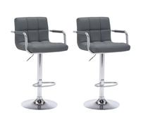 Happy Garden Tabourets de bar MIKE – Lot de 2 gris avec accoudoirs, assise réglable, rotation 360°