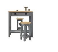 Lot de 2 Tabourets de Bar Gris Bois Massif de Pin 4005700