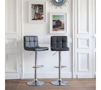 Happy Garden – Lot de 2 tabourets de bar Mike – Assise réglable, Rotation 360°, Repose-pieds – Gris