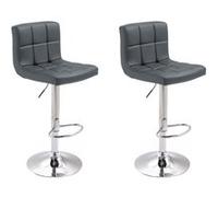 Happy Garden – Lot de 2 tabourets de bar Mike – Assise réglable, Rotation 360°, Repose-pieds – Gris