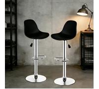 Lot de 2 Tabourets de bar Hauteur réglable 83-103 cm VIVOLILV - Tabourets de Bar Noir en Simili Cuir avec Repose Pied - 360°