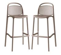 Lot de 2 tabourets de bar hauts en plastique avec dossier et repose-pieds - Chaises de bar modernes pour îlot de cuisine, pub, bistro, café et salle à manger - Design élégant