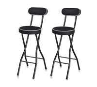 Lot de 2 tabourets de bar hauts pliants de 74,9 cm avec dossier, siège rembourré pour cuisine, petit déjeuner, salon, chambre à coucher - Design élégant et peu encombrant