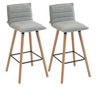 Lot de 2 tabourets de bar - HOMCOM - assise rembourrée, dossier et repose-pieds - tissu aspect lin - 48 x 48 x 99,5 cm - gris