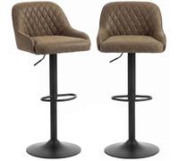 Lot de 2 tabourets de bar - HOMCOM - hauteur réglable - assise pivotante - PU - 47 x 52 x 108 cm - marron foncé