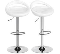Lot de 2 tabourets de bar - HOMCOM - hauteur réglable dossier et repose-pieds - métal et ABS - 46x41x76-96cm - blanc