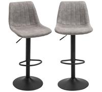 HOMCOM Lot de 2 tabourets de Bar Tabouret Haut Style Vintage Hauteur réglable pivotant avec Repose-Pied Gris