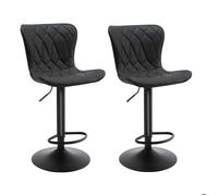 Lot de 2 Tabourets de bar HomeMiYN- Hauteur réglable, 360° rotatif en Simili-Cuir Noir Diamanté