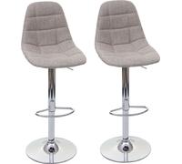 lot de 2 tabourets de bar HWC-A67, chaise de bar tabouret de comptoir, certifié MVG ~ crème-gris, textile