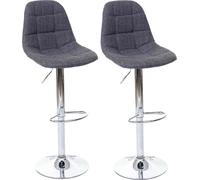 lot de 2 tabourets de bar HWC-A67, chaise de bar tabouret de comptoir, certifié MVG ~ gris, textile