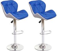 lot de 2 tabourets de bar HWC-A92, chaise de bar tabouret de comptoir, hauteur réglable similicuir ~ bleu
