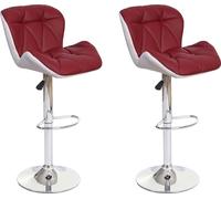Mendler 2X Tabouret de Bar HWC-A92, Tabouret pour comptoir, réglable en Hauteur, Similicuir - Bordeaux