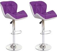 lot de 2 tabourets de bar HWC-A92, chaise de bar tabouret de comptoir, hauteur réglable similicuir ~ violet