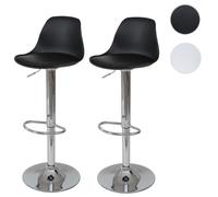 Lot de 2 tabourets de bar HWC-B14 en cuir synthétique noir, style vintage, hauteur réglable, rotation 360°