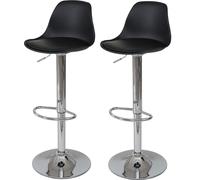 Mendler 2X Tabouret de Bar HWC-B14, Cuir synthétique - Noir
