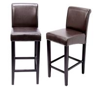 Lot De 2 Tabourets De Bar Hwc-C33, Bois Cuir Reconstitué, Marron/Pieds Foncés Multicolore