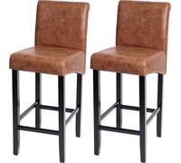 lot de 2 tabourets de bar HWC-C33, chaise de bar tabouret de comptoir, bois ~ imitation daim, pieds foncés, tissu/textile