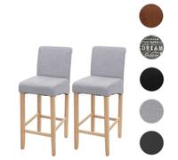 2x Tabouret De Bar Hwc-C33, Tabouret De Comptoir, Bois Gris Clair, Pieds Clairs, Tissu/Textile Multicolore