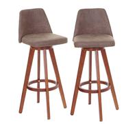 Lot de 2 tabourets de bar HWC-C43, chaise de bar, bois textile pivotant ~ marron vintage, pieds clairs