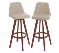Lot De 2 Tabourets De Bar Hwc-C43, Chaise De Bar Tabouret De Comptoir, Bois Similicuir Pivotant Crème Multicolore