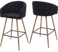 lot de 2 tabourets de bar HWC-D72, chaise de bar tabouret de comptoir tabouret de cuisine avec dossier, métal imitation bois ~ tissu/textile, gris anthracite