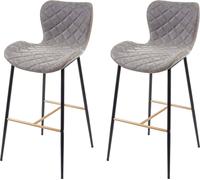 2x Tabouret De Bar Hwc-E55, Chaise De Bar/Comptoir, Vintage, Haubans Dorés Similicuir, Aspect Daim, Gris Multicolore