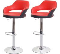 Mendler 2X Tabouret de Bar HWC-F16, Tabouret pivotant, avec Dossier Simili Cuir - Rouge-Noir