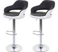 2x Tabouret De Bar Hwc-F16, Chaise De Comptoir Avec Dossier, Rotatif, Similicuir Noir/Blanc Multicolore