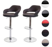 Lot de 2 Tabourets de bar HWC-F16 pivotants avec dossier simili cuir brun-noir