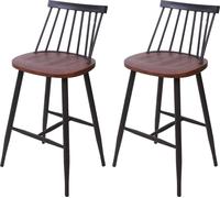 2x tabouret de bar HWC-G69 avec repose pied gastronomie vintage marron