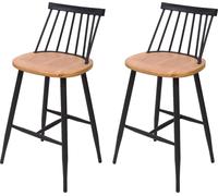 2x Tabouret De Bar Hwc-G69, Chaise Bar, Bois Massif, Style Rétro,Métal, Avec Repose-Pied, Gastronomie Nature Multicolore